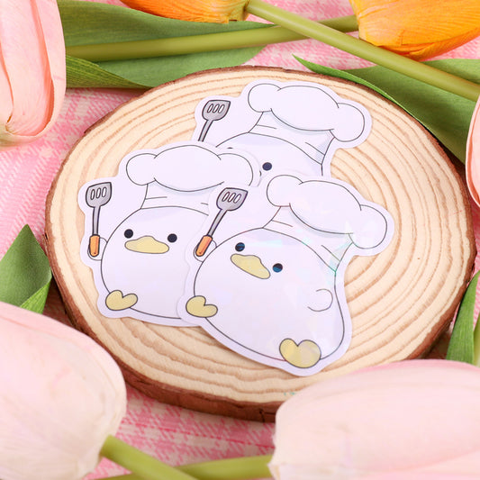 Holographic Chef Duck Sticker