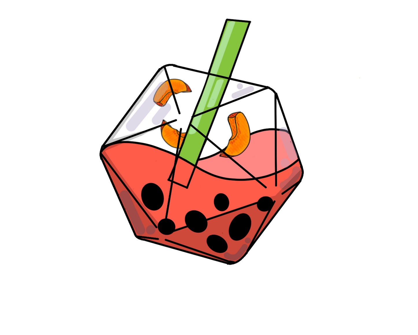 D20 Peach Boba Sticker