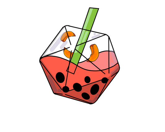 D20 Peach Boba Sticker