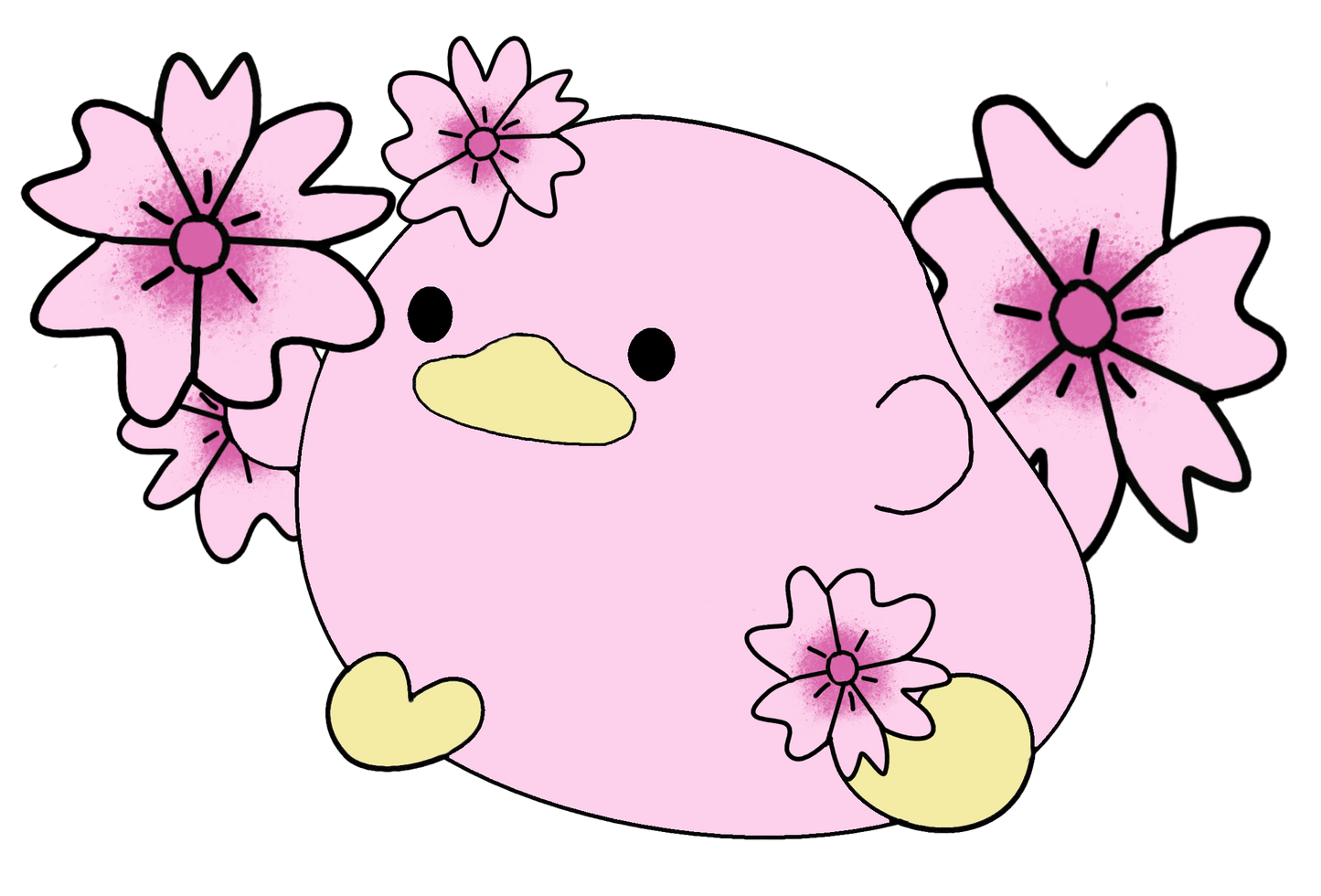 Sakura Duck Sticker